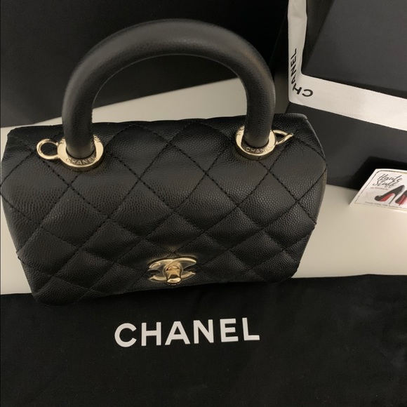 CHANEL Handbags - NEW 20K Chanel Mini Coco Handle Flap Black Caviar